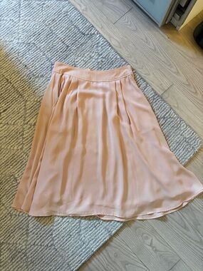 Daniel Rainn Peach Skirt - Flowing Midi Circle Skater